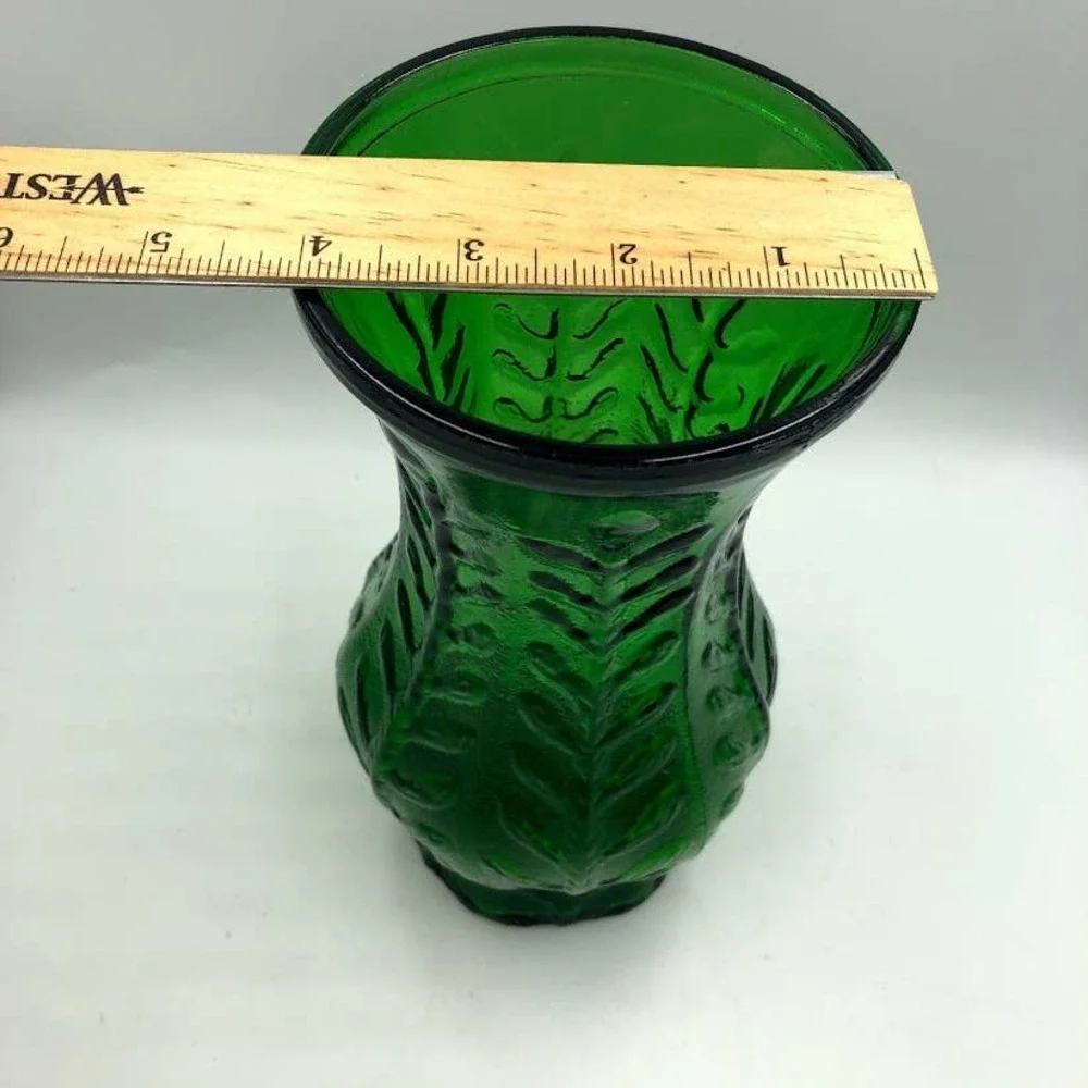 Vintage 1980 FTD Green Glass Flower Vase